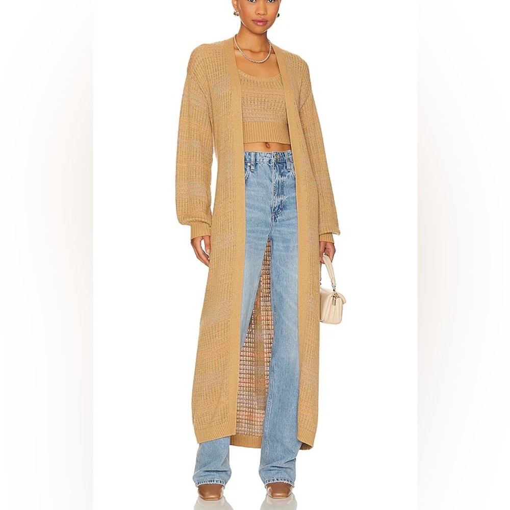 L SPACE ENCINITAS CARDIGAN Duster Cover Up Tan Color size Medium Large - Picture 4 of 15